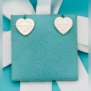 Tiffany & Co Medium Retired RTT Heart Stud Earrings VGUC